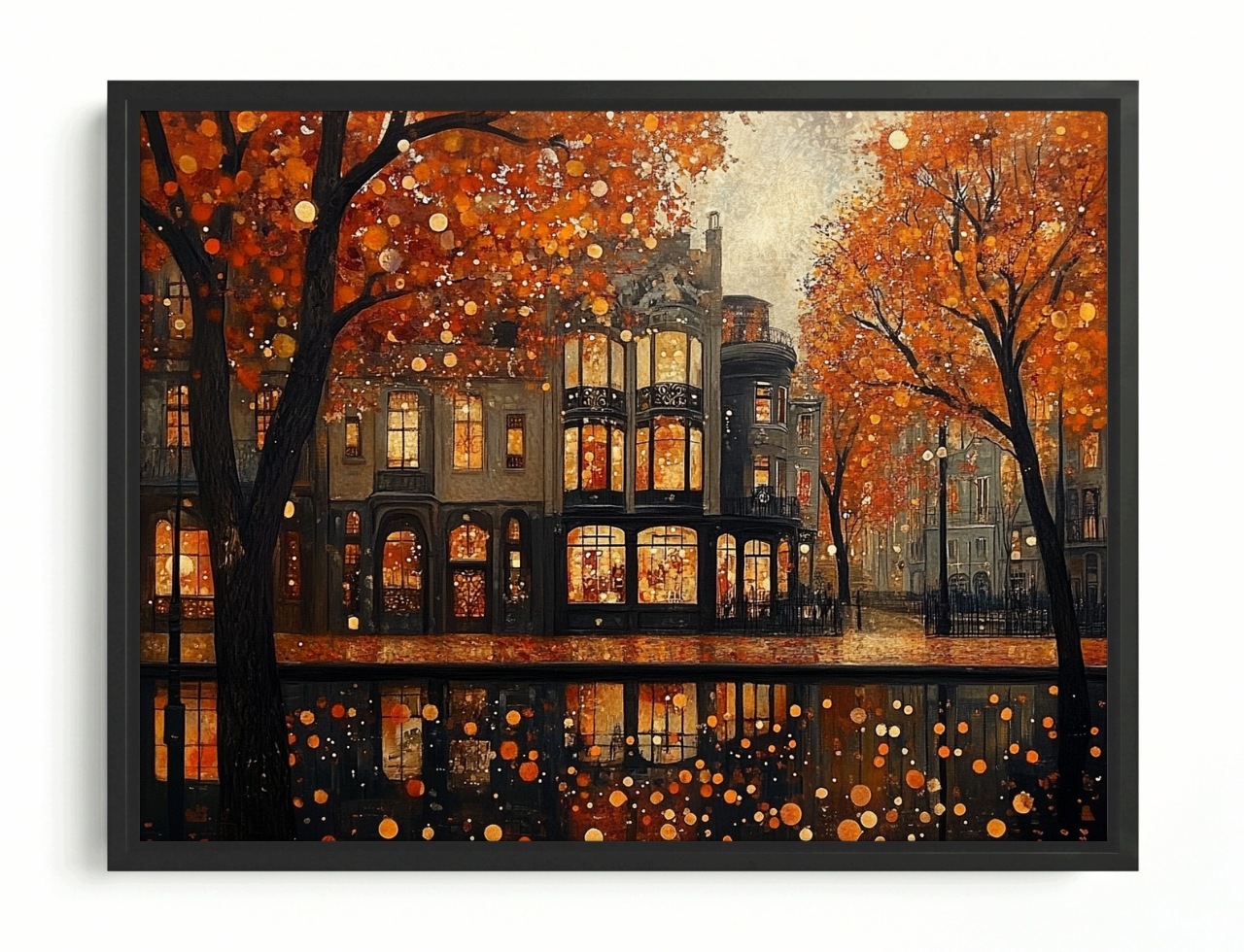 Obraz Rám Americký Box Město Ulice Kamínky Podzim Listy Déšť 100x75