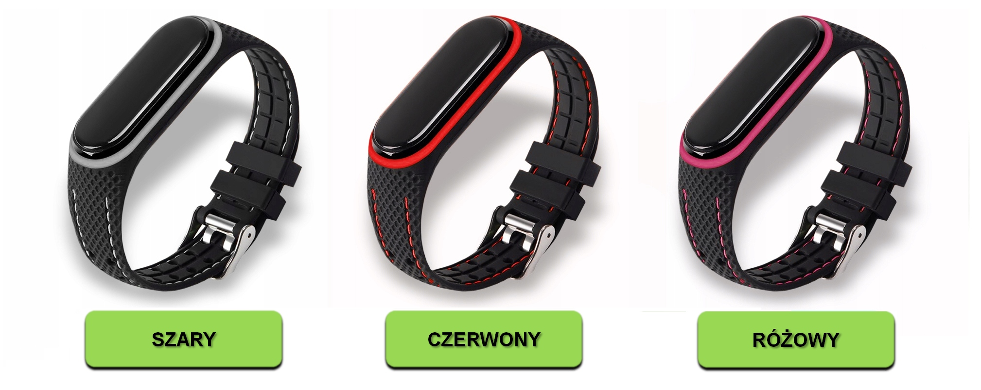 PASEK OPASKA BRANSOLETA do XIAOMI MI BAND 3 MI BAND 4 | WIELE MEGA KOLORÓW Kolor czarny