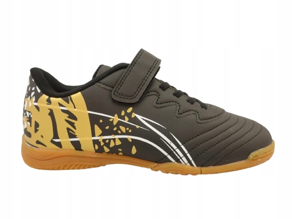 Młodzieżowe Chłopięce Buty Sportowe na hale Czarne Halówki Na Rzep 38