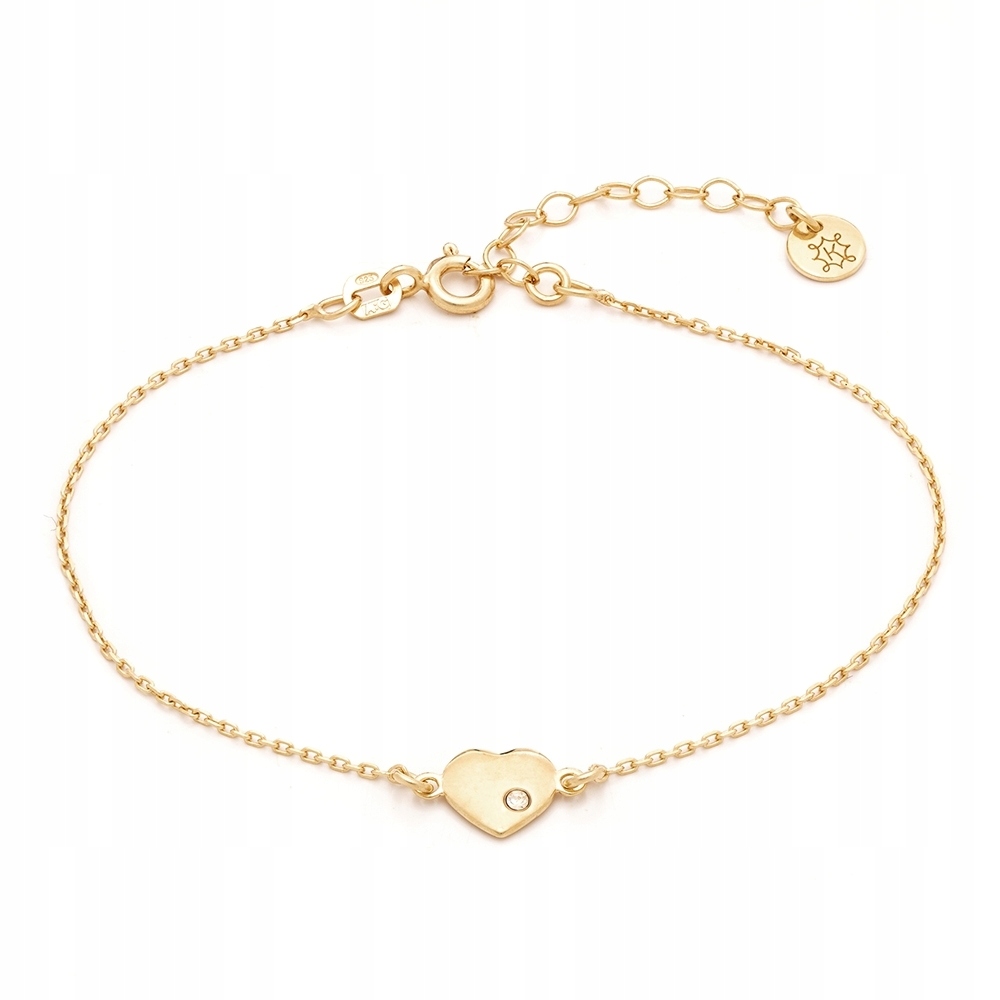 Bransoletka pozłacana Ania Kruk złota serce biała cyrkonia srebro 925