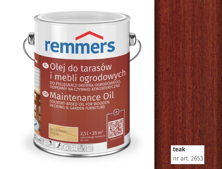 Pflege-Olej do tarasów i mebli ogrodowych Remmers 5 l Teak