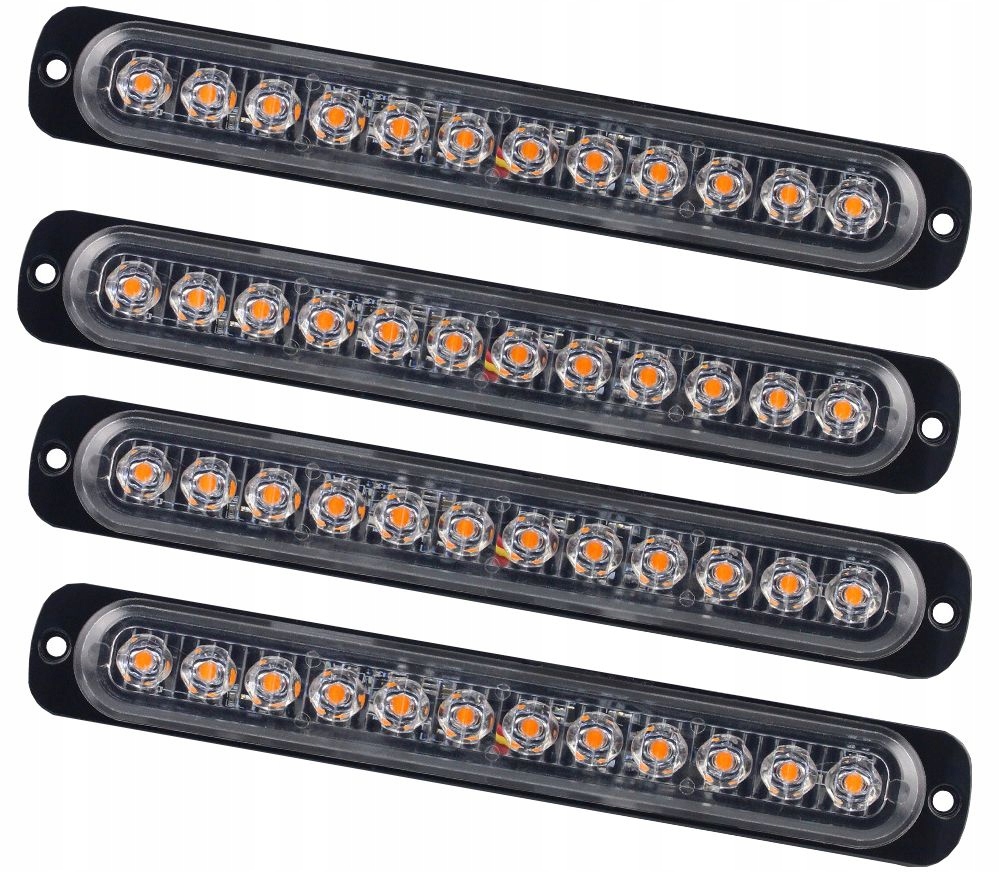 Výstražné Světlo 12 Led Kohout Nouzové Autopřepravník Oranžová 4 Ks