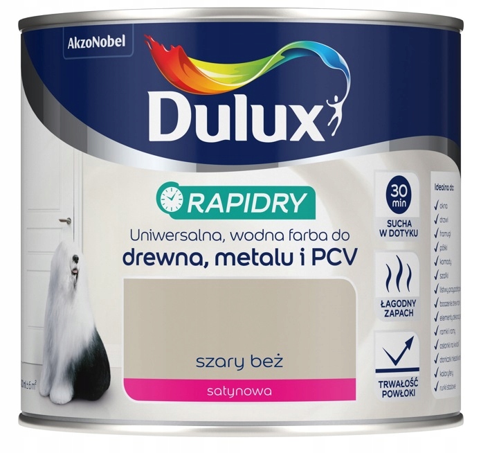 

Farba Dulux Rapidry- do drewna, szary beż, 0.4l