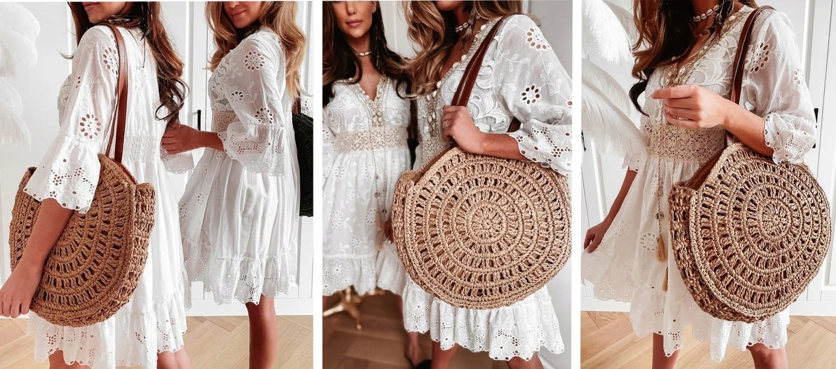 TOREBKA KOSZYK TORBA na RAMIĘ PLECIONA SHOPPER BAG Wysokość uchwytów 25 cm