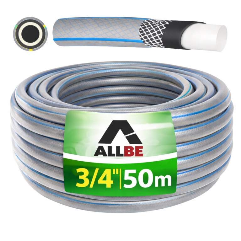 Wąż Ogrodowy 3/4'' 50M Zwijany 4-WARSTWOWY Zbrojony Elastyczny Mocny