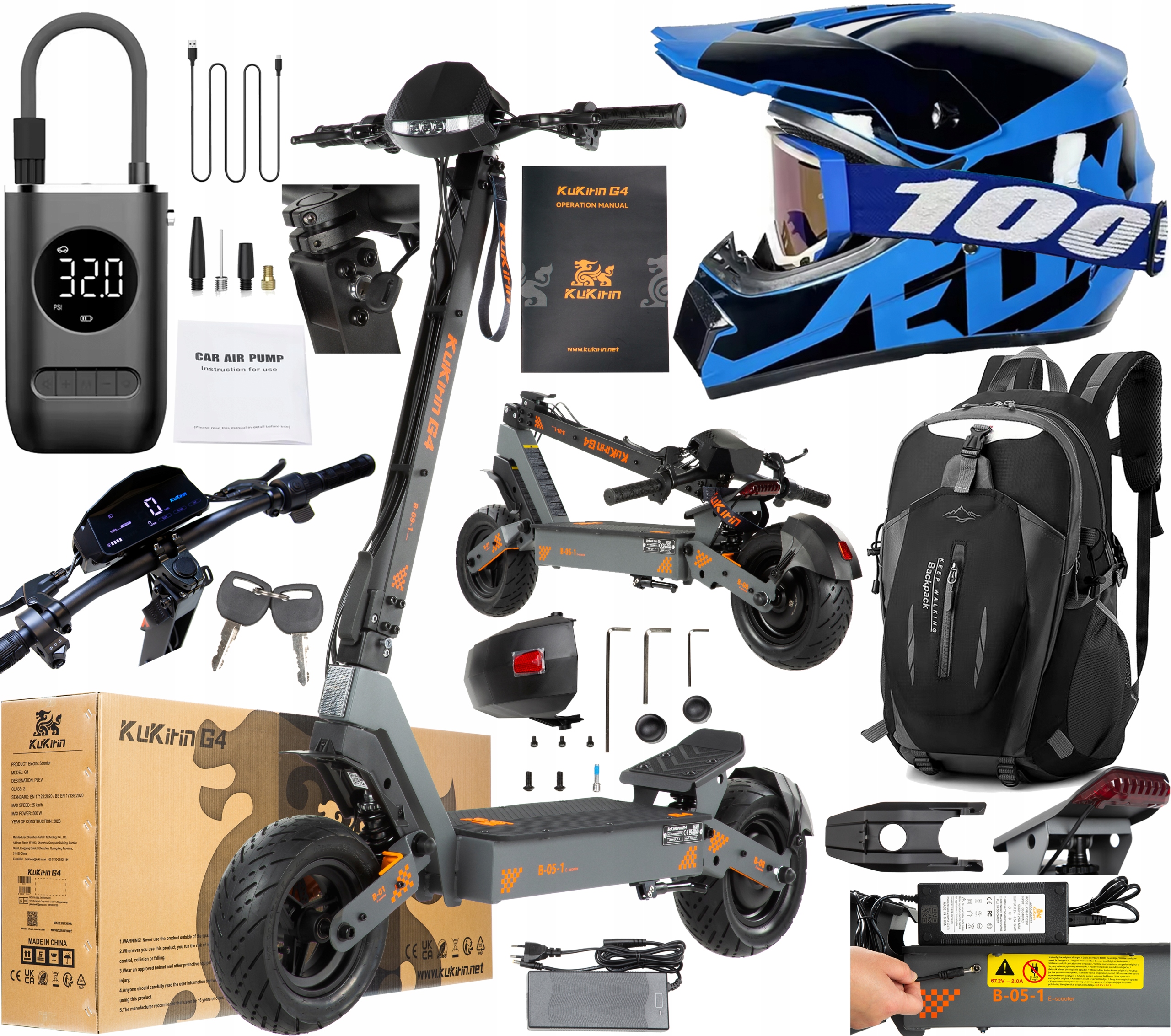 2026 KuKirin G4 Elektrická vozidla 2000W 60V 20Ah 70KM/H 75KM 11" +Dárek