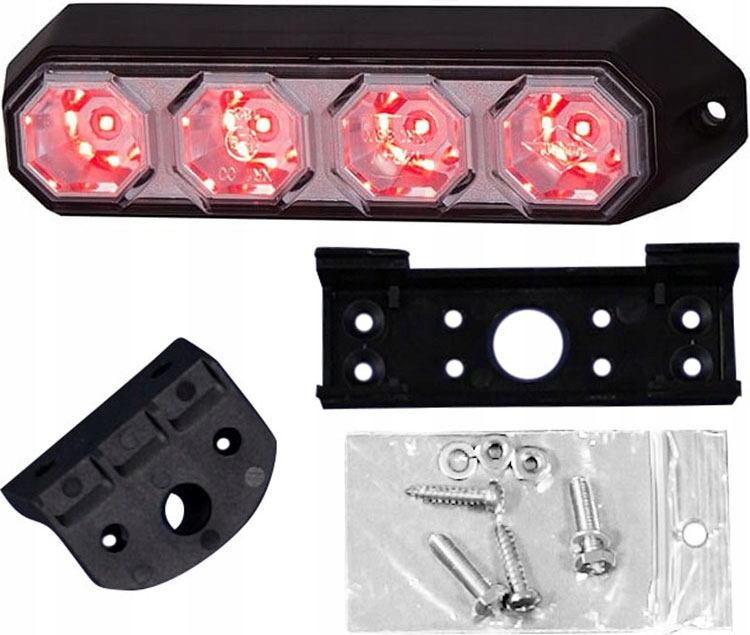 LAMPA OSTRZEGAWCZA STROBOSKOP 4 BŁYSKI CZERWONA