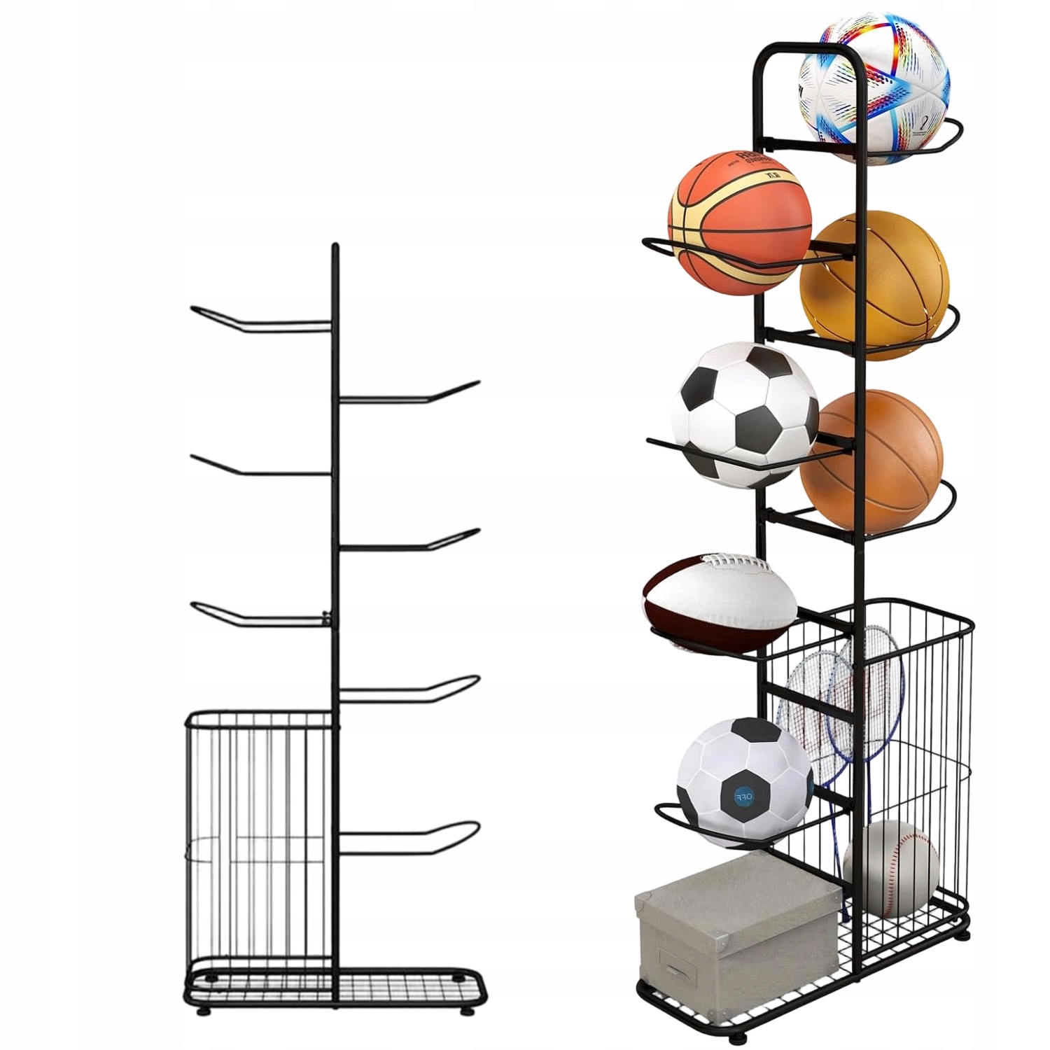 Vertikální Stojan Na 7 Basketbalových Míčů Pro Fotbal A Sportovní Vybavení