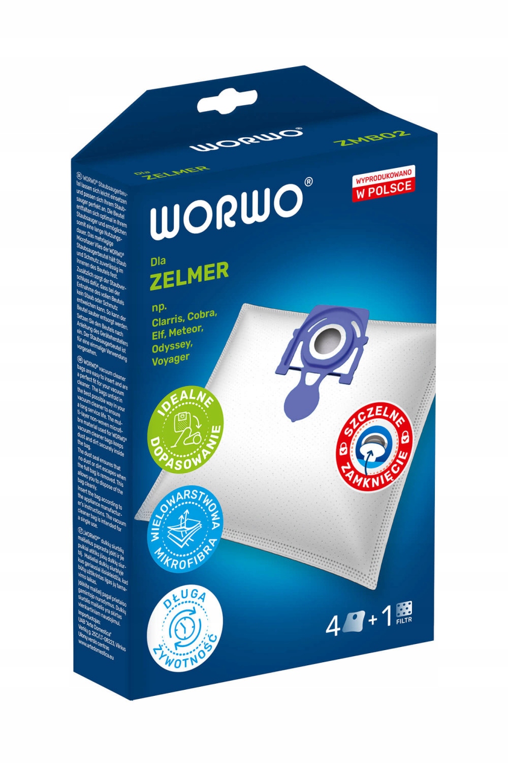 Мешок для пылесоса синтетический ZMB02K 4 шт.