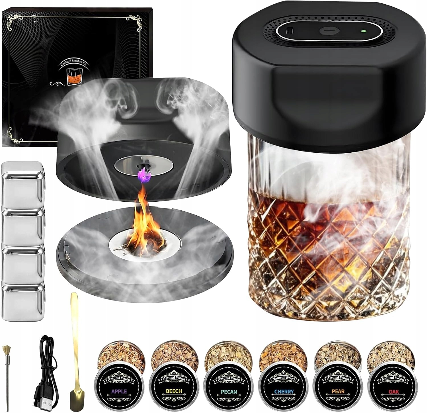 Usb Sada Na Uzení Whisky Smoker S Nářadím, Na Nápoje, Barmanská