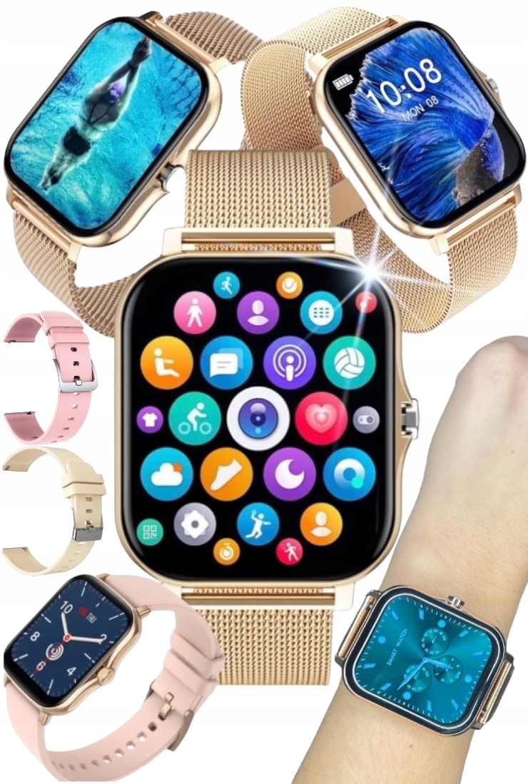 SMARTWATCH ZEGAREK DAMSKI MENU PL ROZMOWY PULS KROKI SMART WATCH AKCESORIA