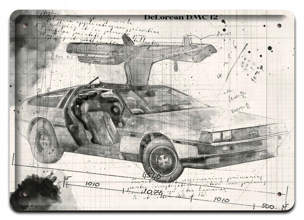 DeLorean Plakat Metalowy Szyld Obrazek Retro #21289