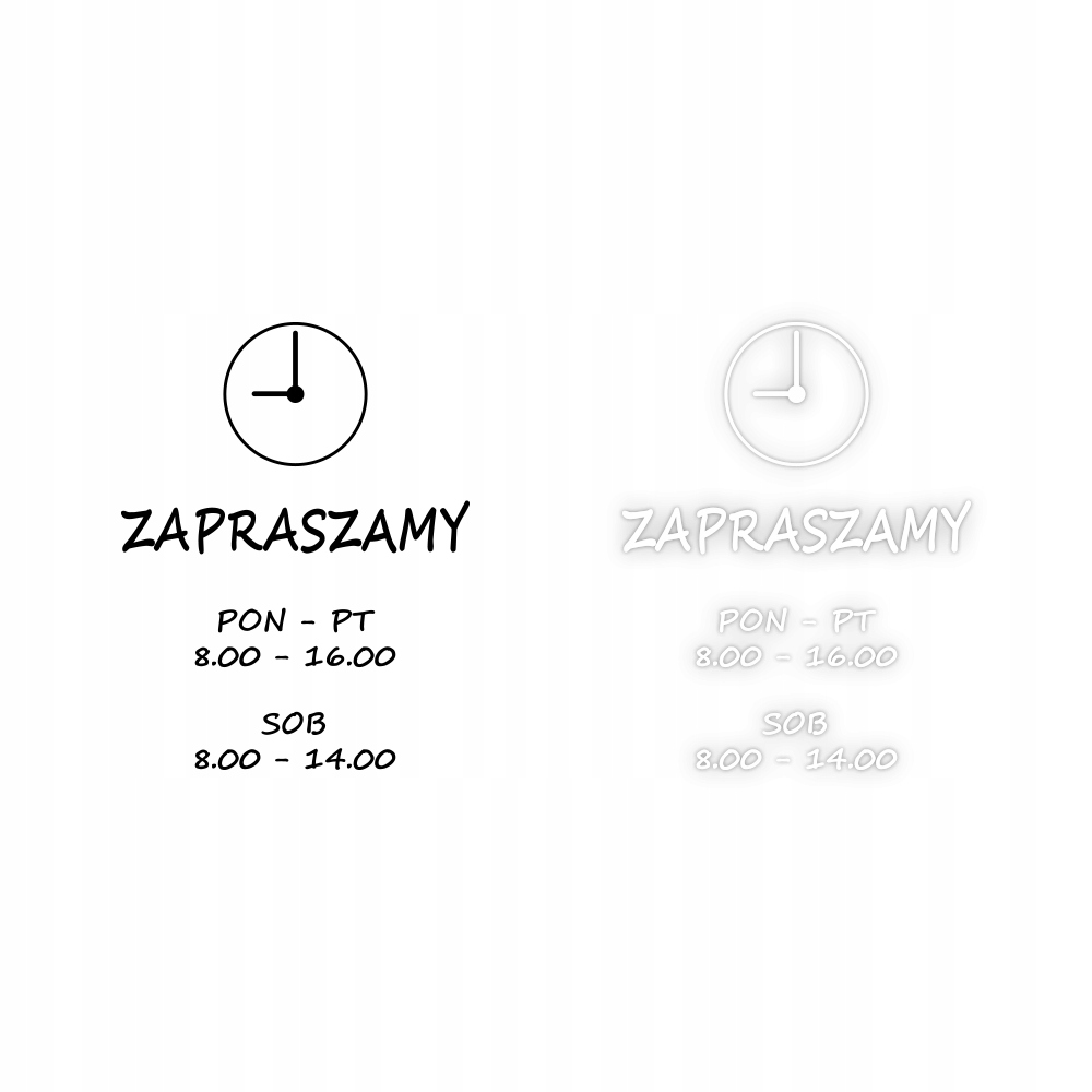 NAKLEJKA NA DRZWI, ZAPRASZAMY + Godziny Otwarcia - KOLOR