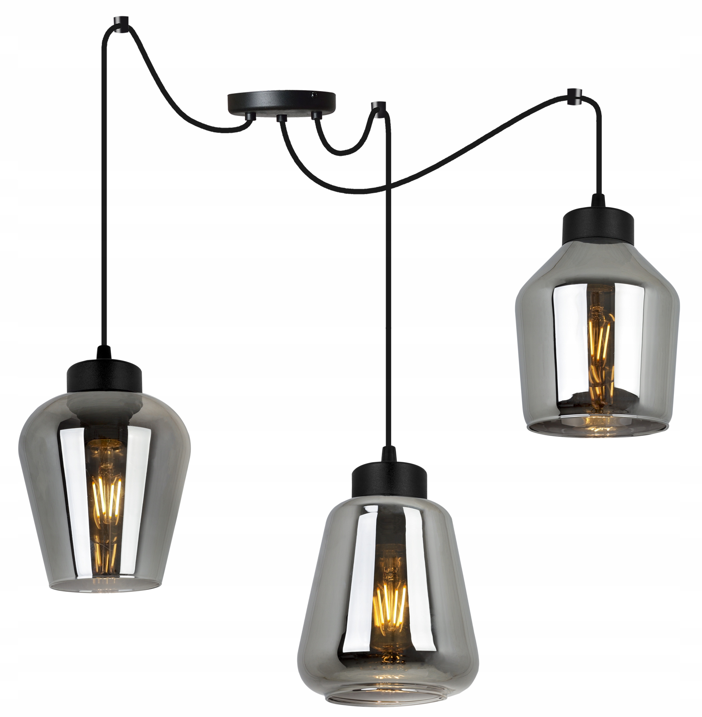 Závěsné Stropní Svítidlo Lustr Pavouk Trojitá Elegantní Skleněná Lampa