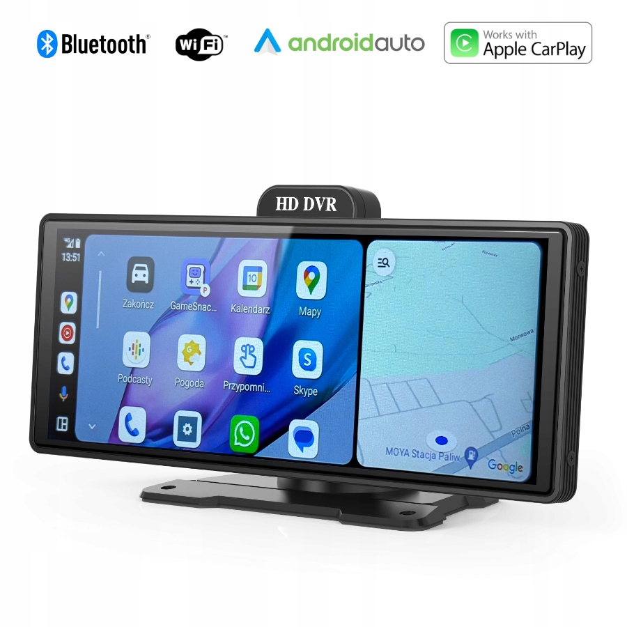 RADIO STACJA MULTIMEDIALNA MONITOR APPLE CARPLAY ANDROID AUTO DVR 2 KAMERY Pilot w zestawie nie