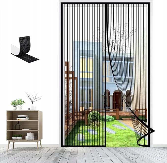 Moskitiera magnetyczna do drzwi osłona przed owadami 70 x 200cm czarna