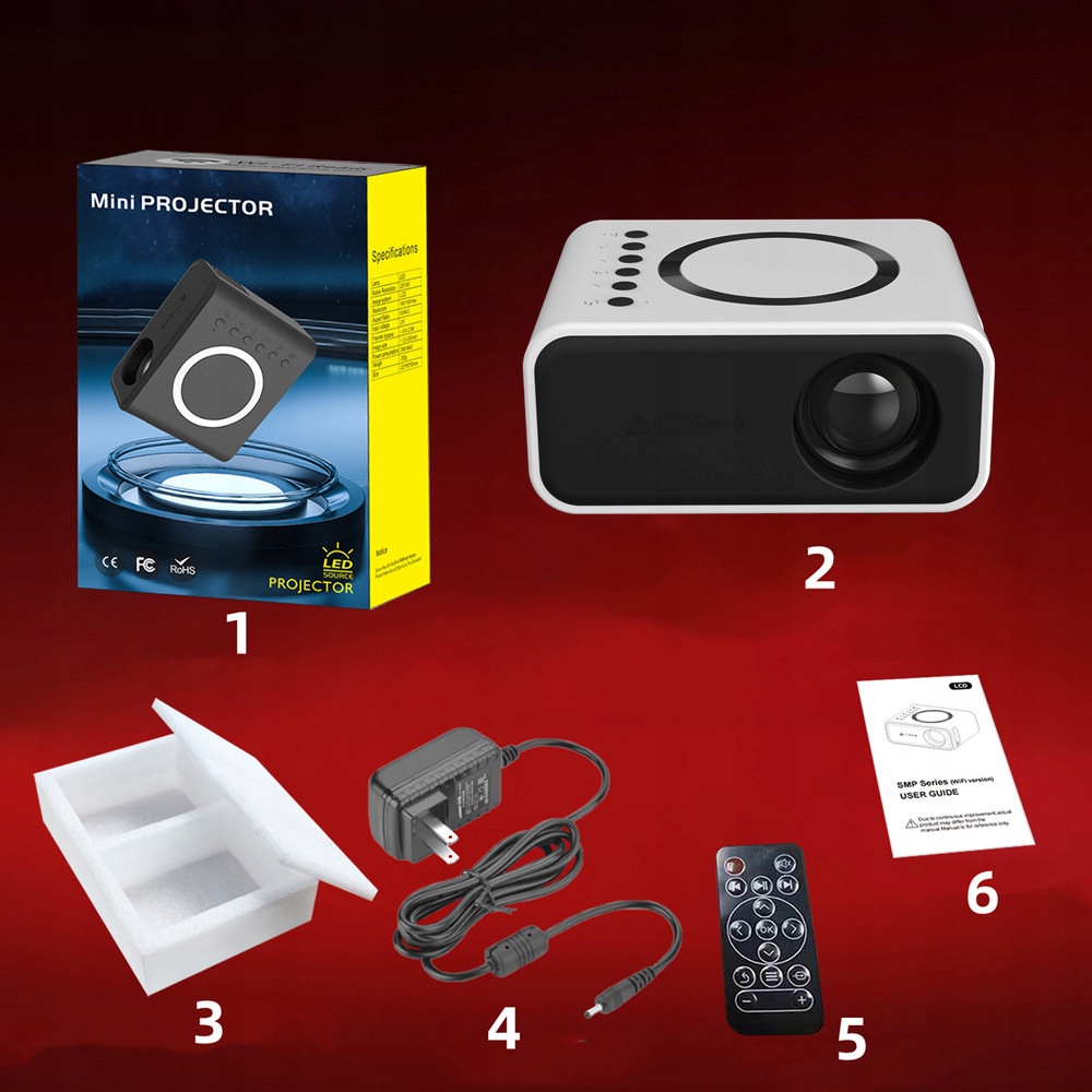 PRZENOŚNY RZUTNIK PROJEKTOR LED HDMI USB Żywotność lampy w trybie ekonomicznym 30000 h