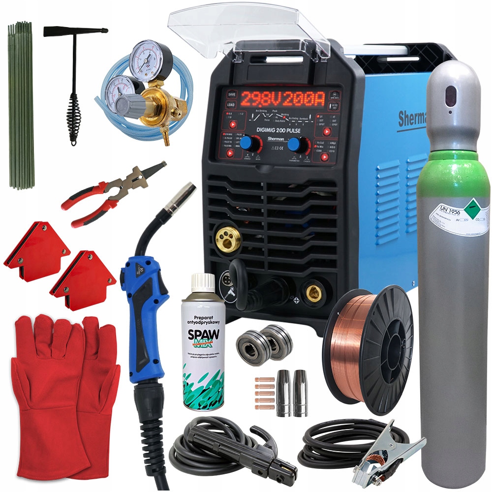 Migomat Sherman 200A spawarka MIG MMA TIG zestaw