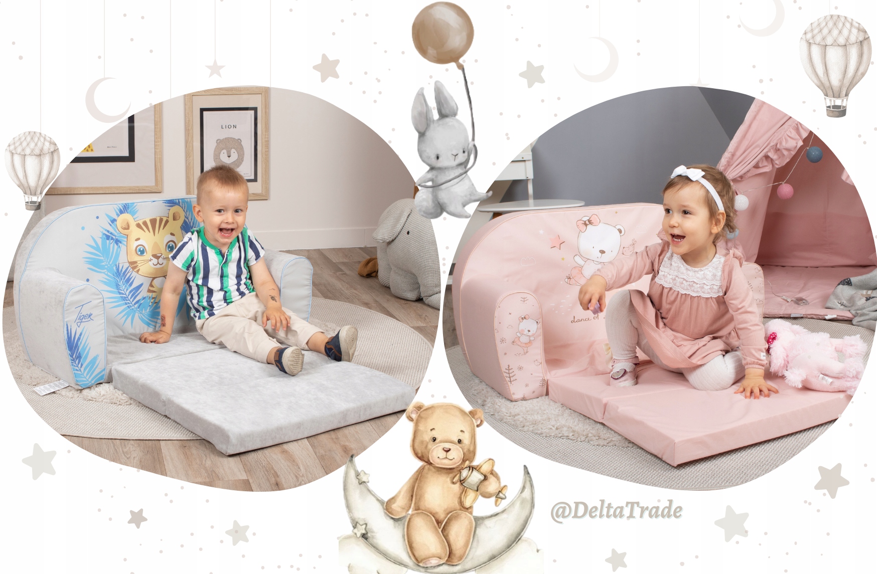 DELSIT- sofa, kanapa rozkładana dla dzieci Płeć chłopcy dziewczynki
