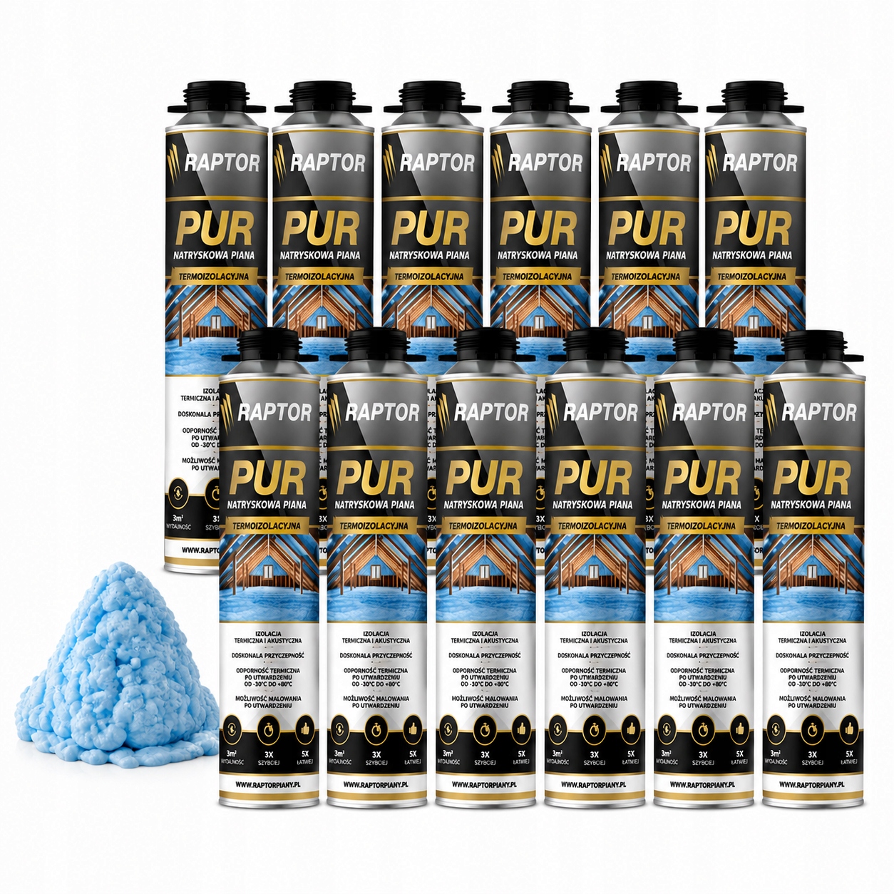 Pena na zateplenie Pur Raptor 750 ml, dve trysky