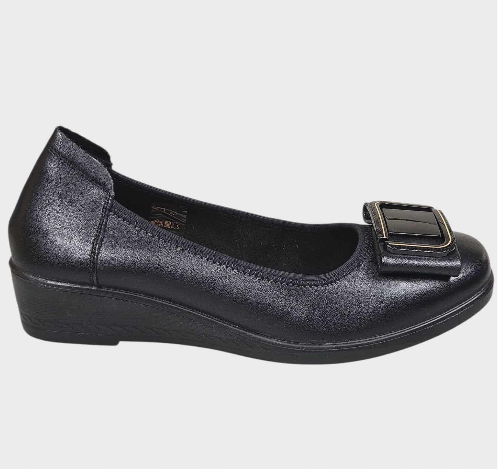 Nízké lodičky na klínku Ravini RWF0025-8, černé, vel. 39