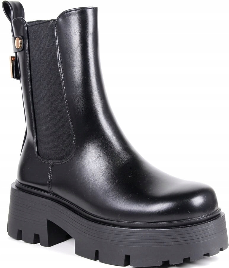 Dámské Kotníkové Boty Na Platformě Kostky Zimní Boty Pevné Teplé Hot Černé 38