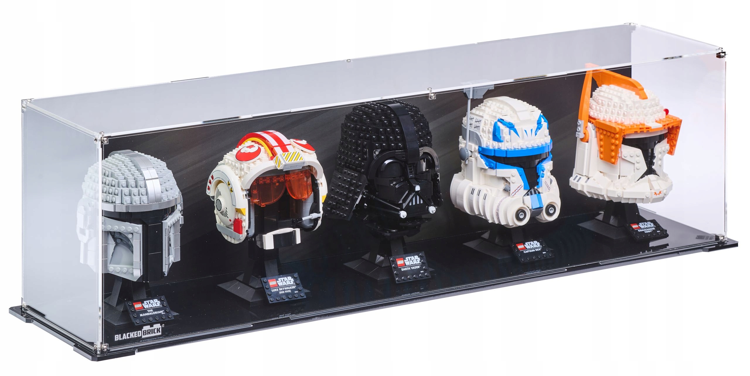 Vitrína pozadie 1 Blacked Brick pre 5x Lego Prilba Star Wars Marvel SuperHeroes DC