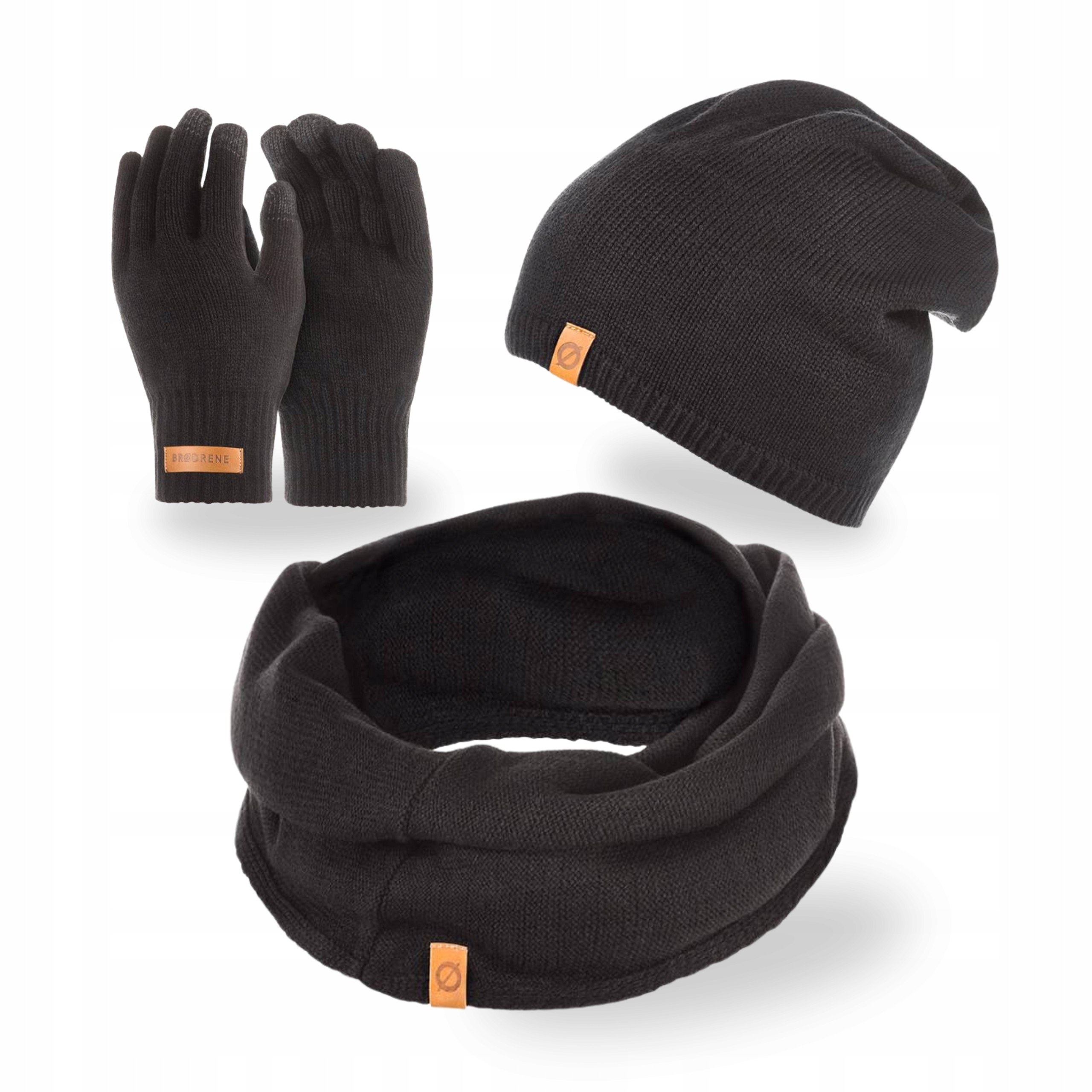 Pánský zimní komplet 3v1 Čepice Zateplená Nákrčník Rukavice Brodrene Černá