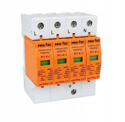 Protec Ogranicznik przepięć 4P klasy B+c BY1-B+C/4+C/4
