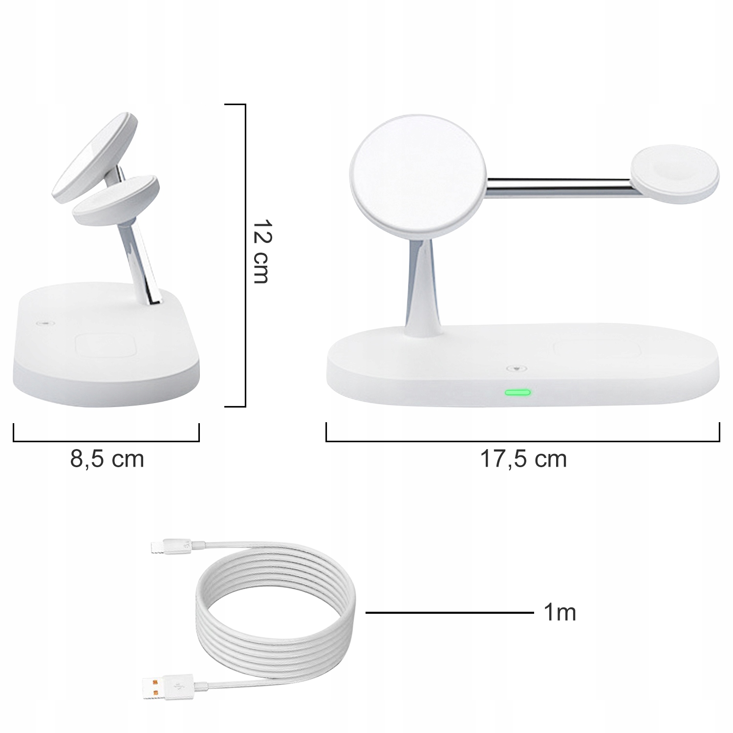 Ładowarka indukcyjna do IPHONE 11 12 13 14 15 APPLE WATCH magsafe 5w1 15W Kolor biały