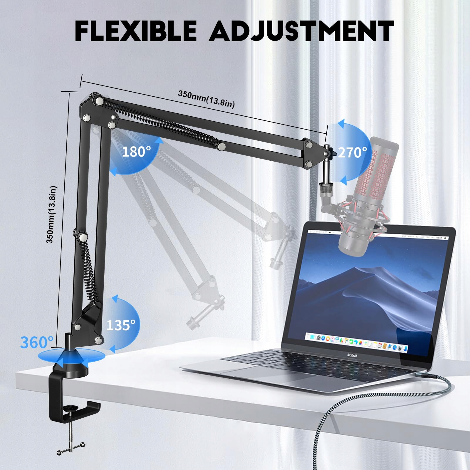 AOKEO AK-35 Statyw Mikrofonowy Do Blue Yeti Snowball HyperX Elgato Studio — miniatura 3
