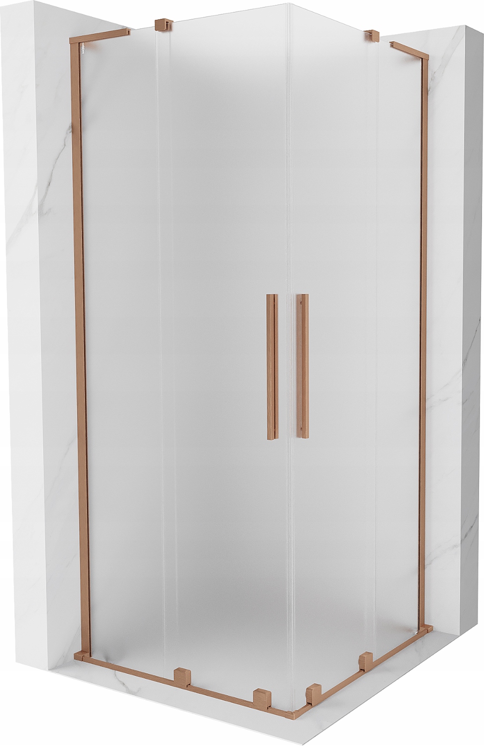 Mexen Velar L Duo posuvná sprchová kabina 90x90 cm, mat, měď