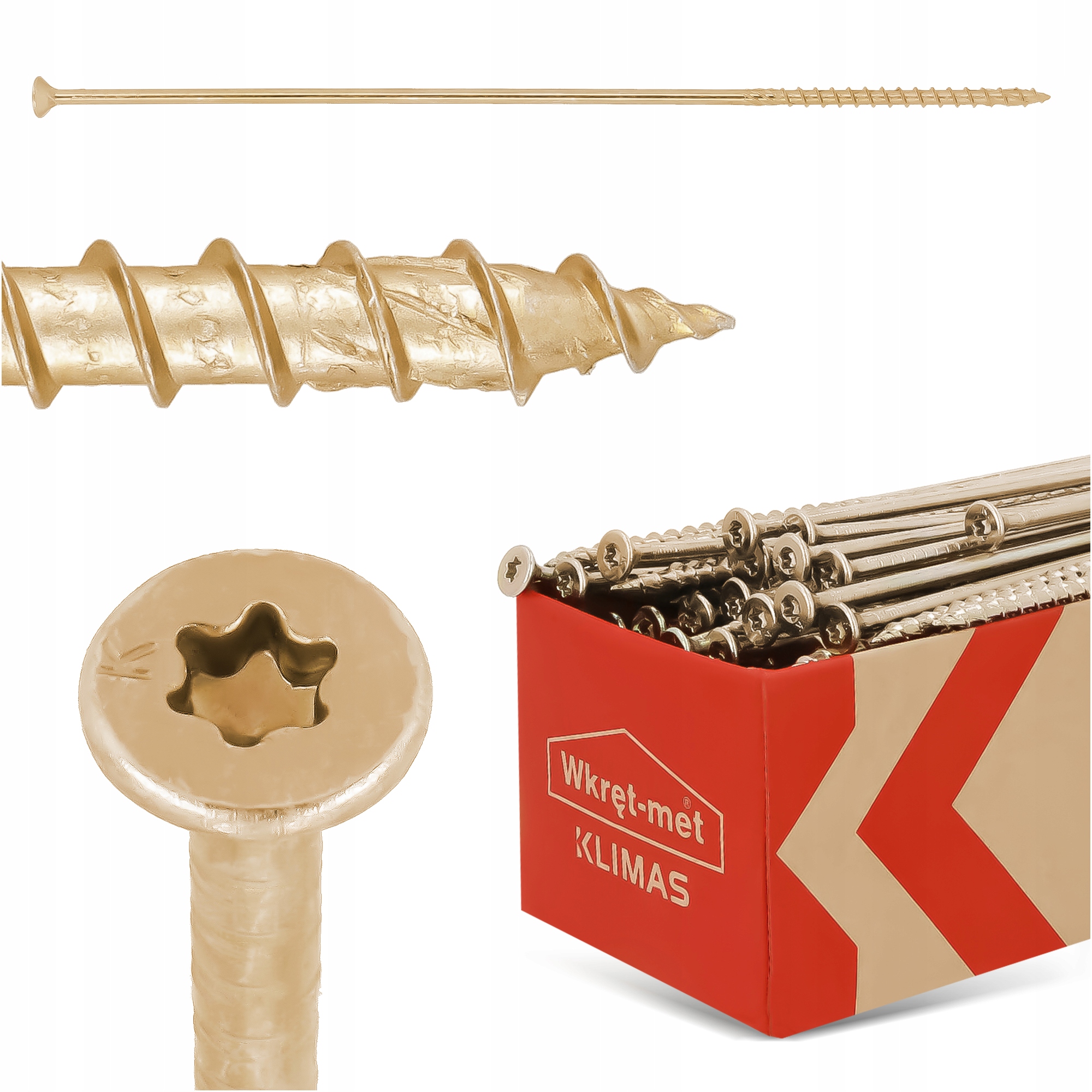 100 x Tesárske Skrutky 6x280 Torx Kužeľové Drevo Konštrukčné Skrutky P 8S