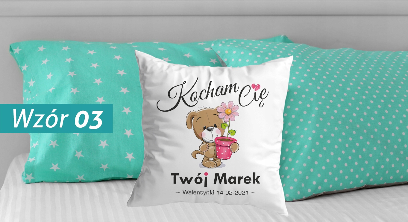 PODUSZKA LOVE Z NADRUKIEM PREZENT NA WALENTYNKI Długość (cm) 40 cm