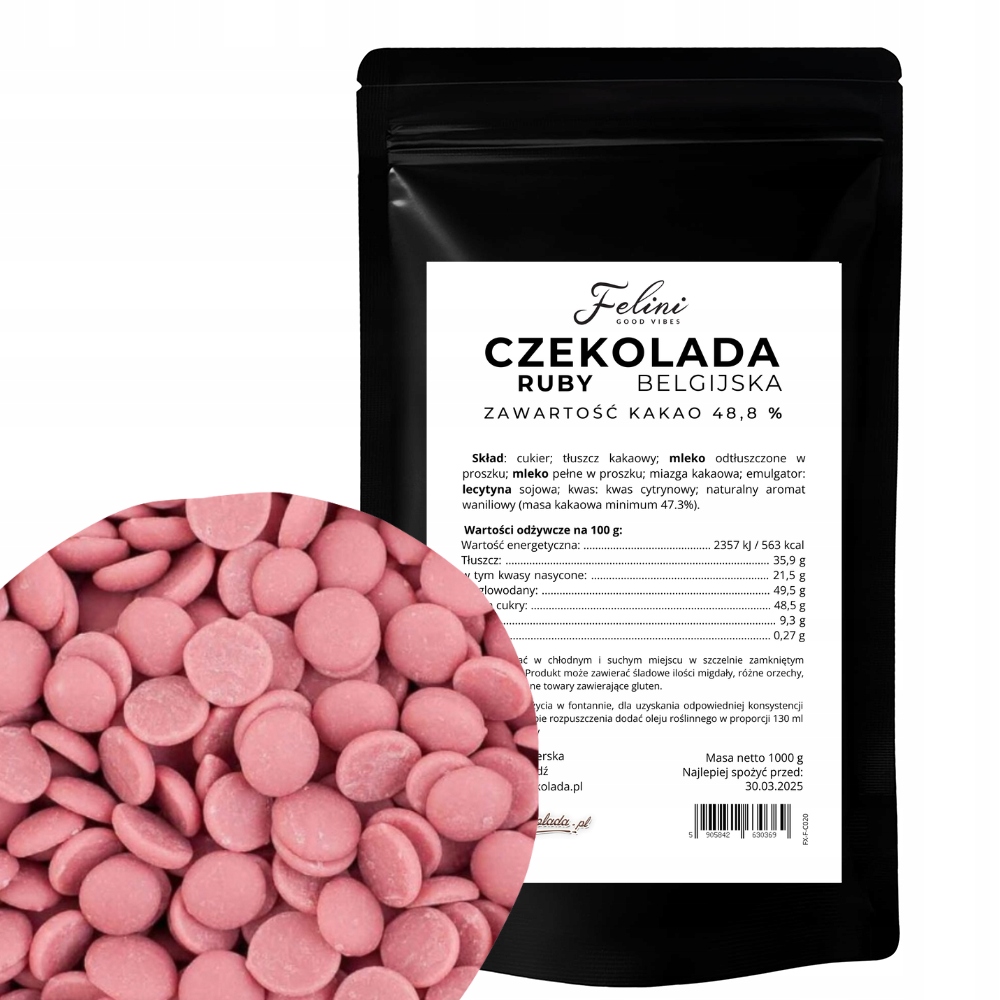 Levně Felini čokoláda Ruby belgická 48,8% 1 kg