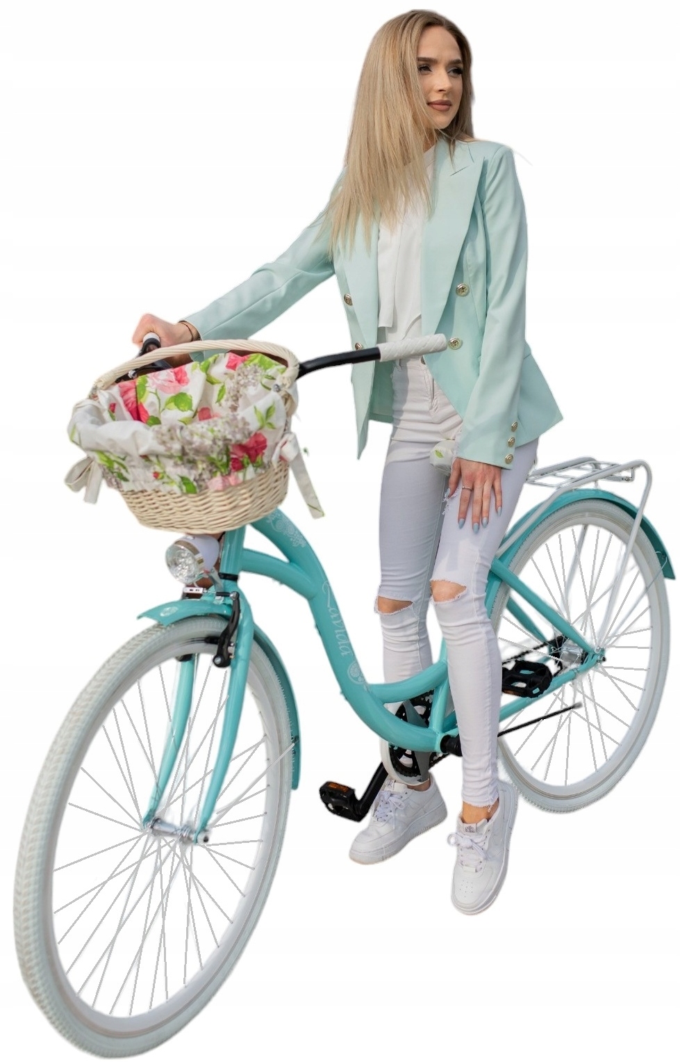 Stylowy Piękny Rower Miejski Damski Z Koszem 28" Damka Lavida Style Lazur