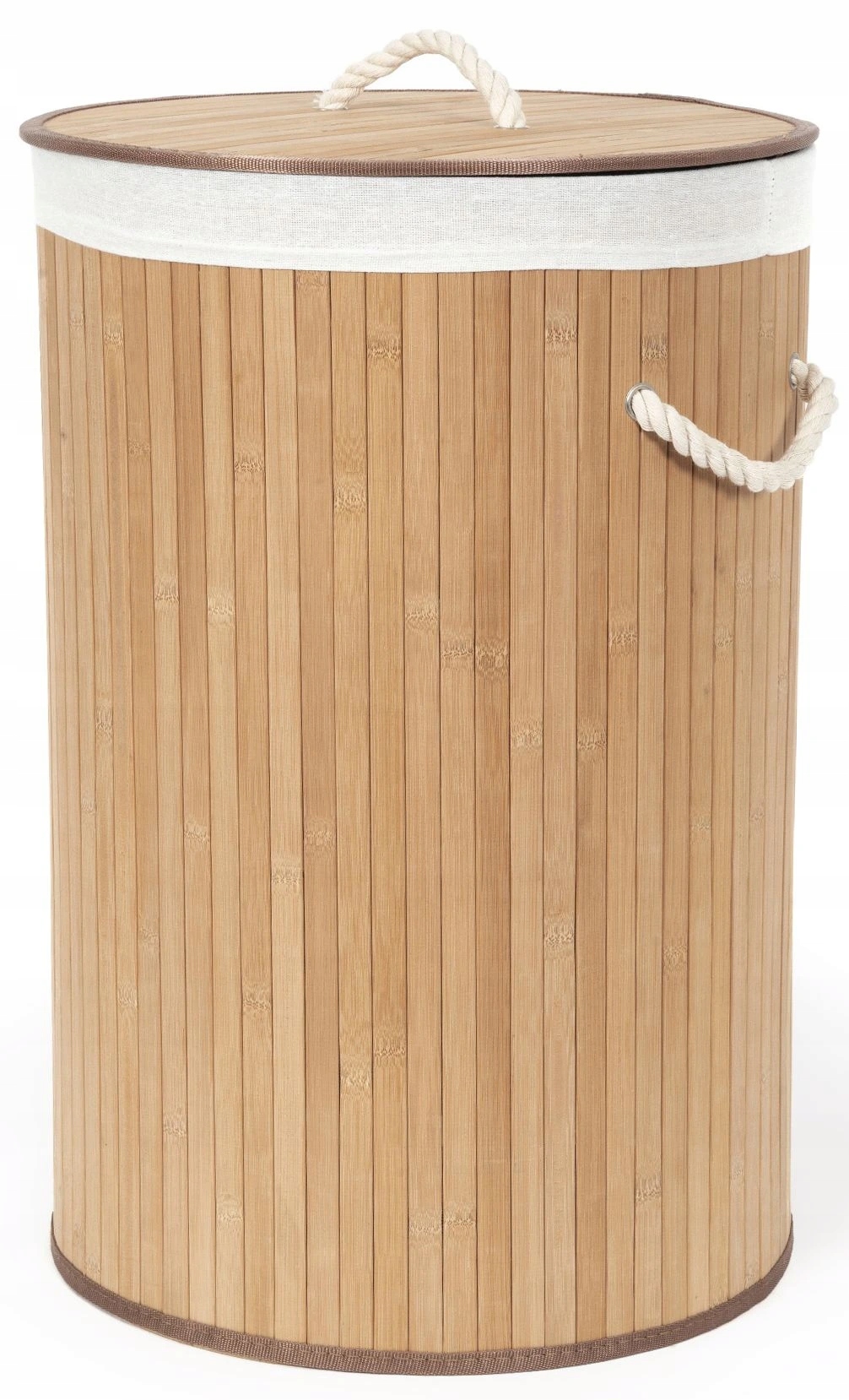Bambusový koš na prádlo s víkem Compactor Bamboo kulatý, přírodní, 40 x v