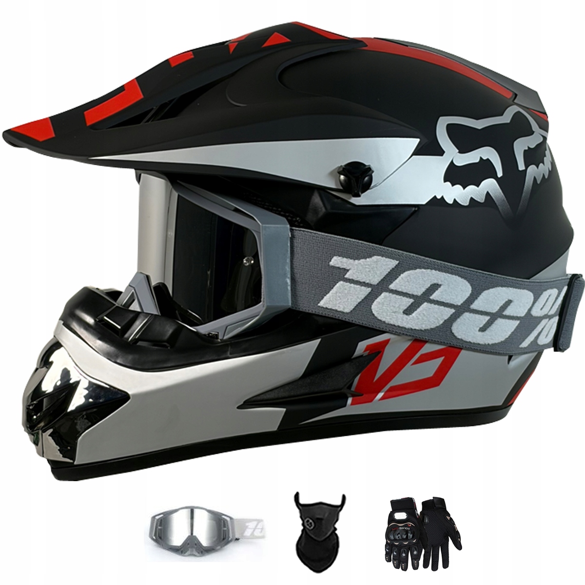 Motocyklová Přilba Crossová Lehká Enduro Quada Brýle Rukavice Maska L