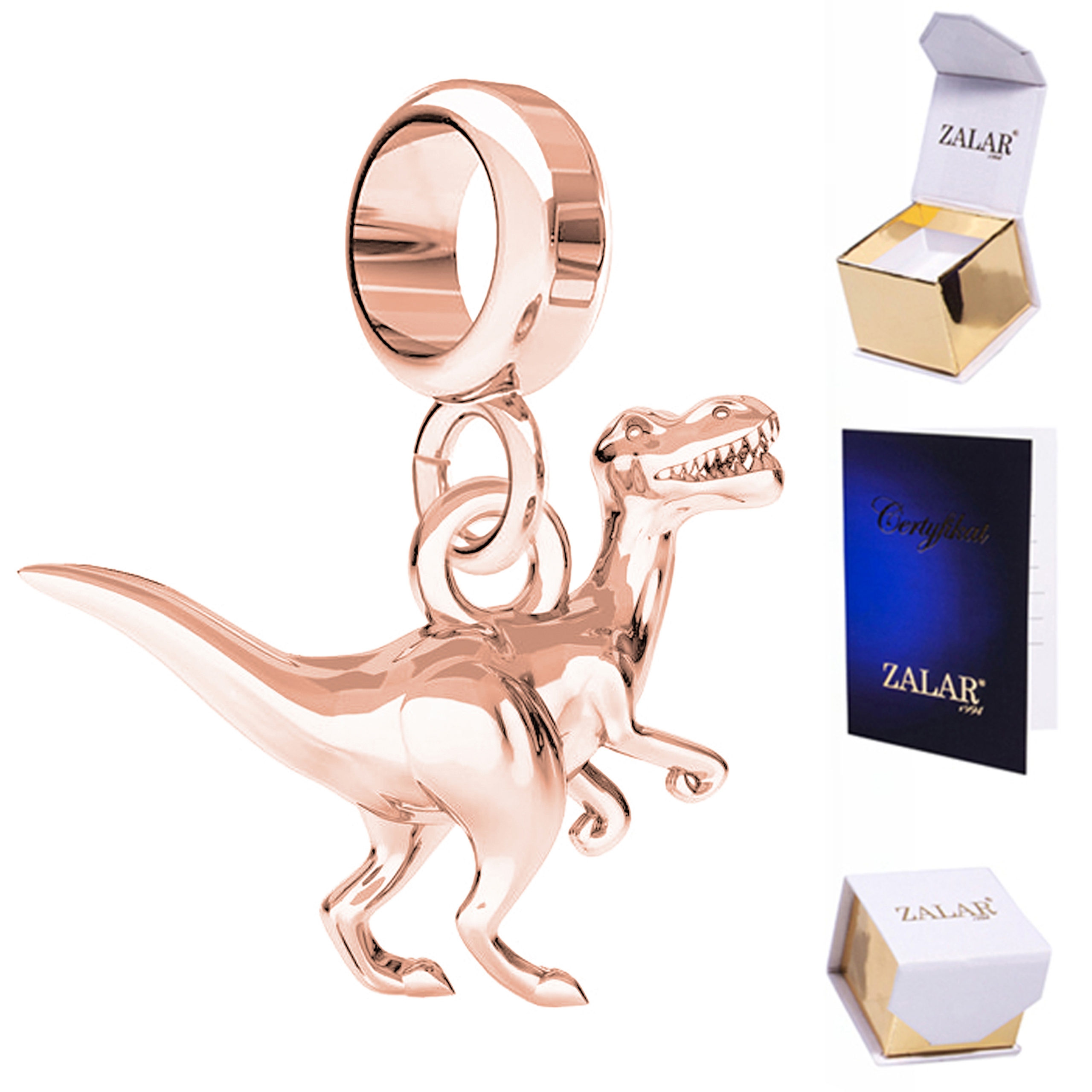 

Charms różowy wiszący Dinozaur srebro 925