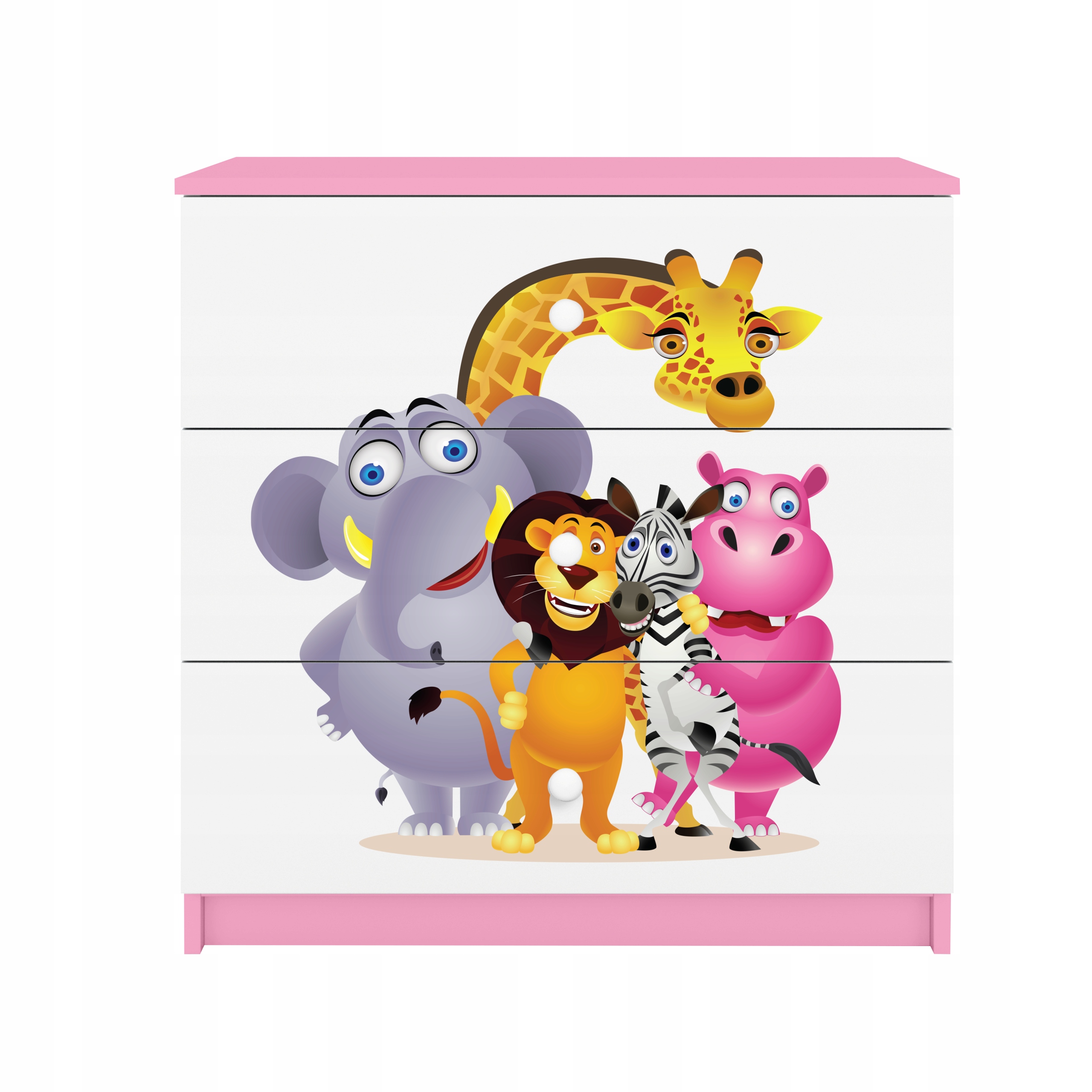 Komoda Babydreams růžová grafika zoo 80 cm