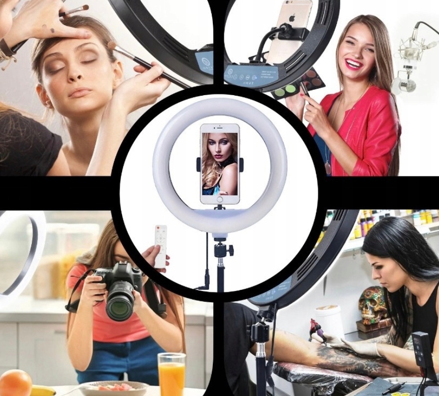 LAMPA PIERŚCIENIOWA 240W RING LED 45cm DUŻA PILOT + STATYW 220cm NA TELEFON Kod producenta LAMPA PIERŚCIENIOWA 240W ZE STATYWEM + PILOT