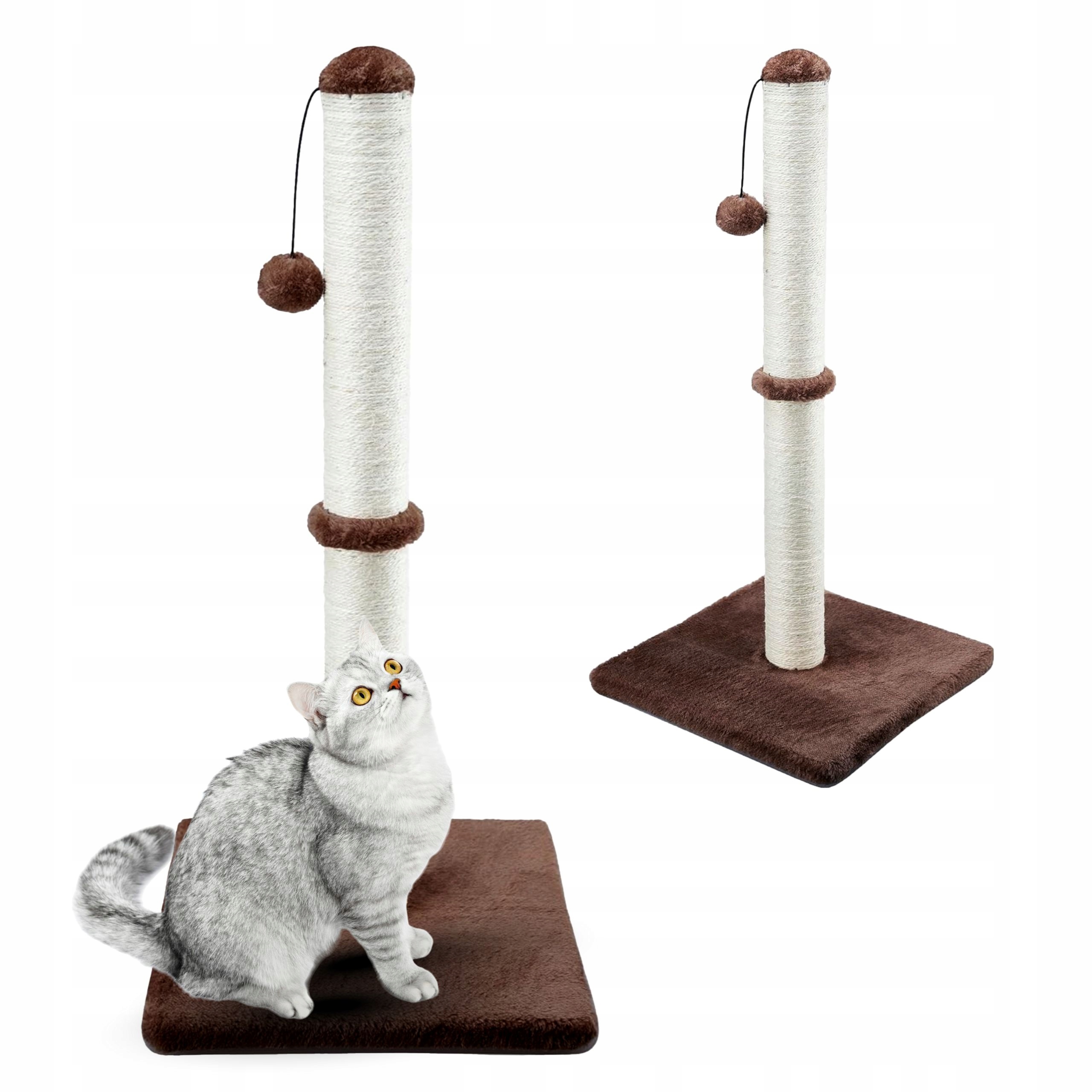 Levně Škrabadlo pro kočky Gaczoo sloupek s míčkem hnědý 40 x 40 x 72 cm