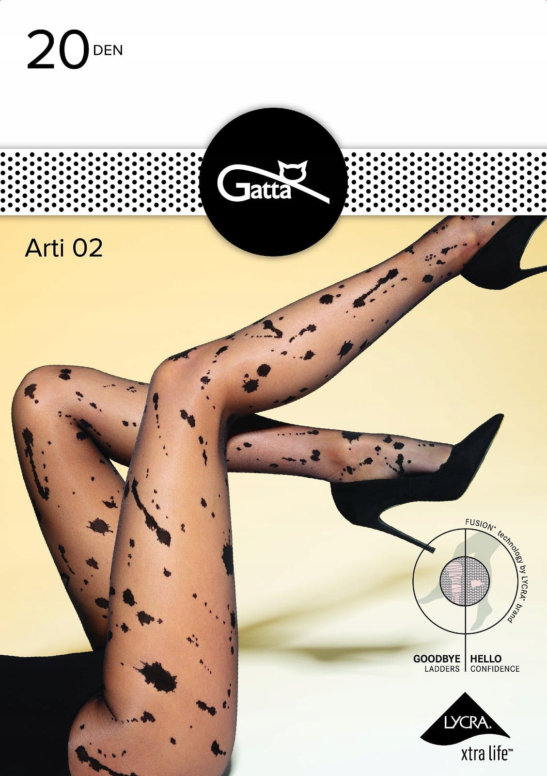 GATTA ARTI 02 Rajstopy damskie wzorzyste 2-S /nero