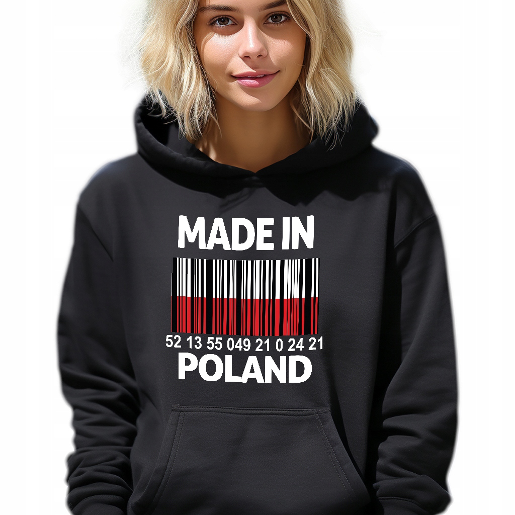 Mikina Černá s kapucí Made In Poland Patriotismus Vlastivěda Vzory S