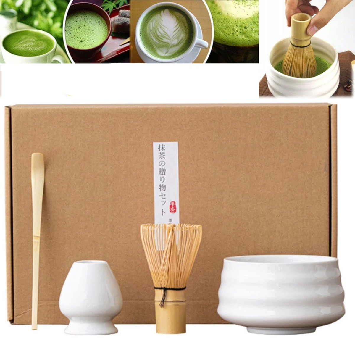 Levně Keramický Set Na Matchu 4 Šálek metla lžička Na Čaj Matcha