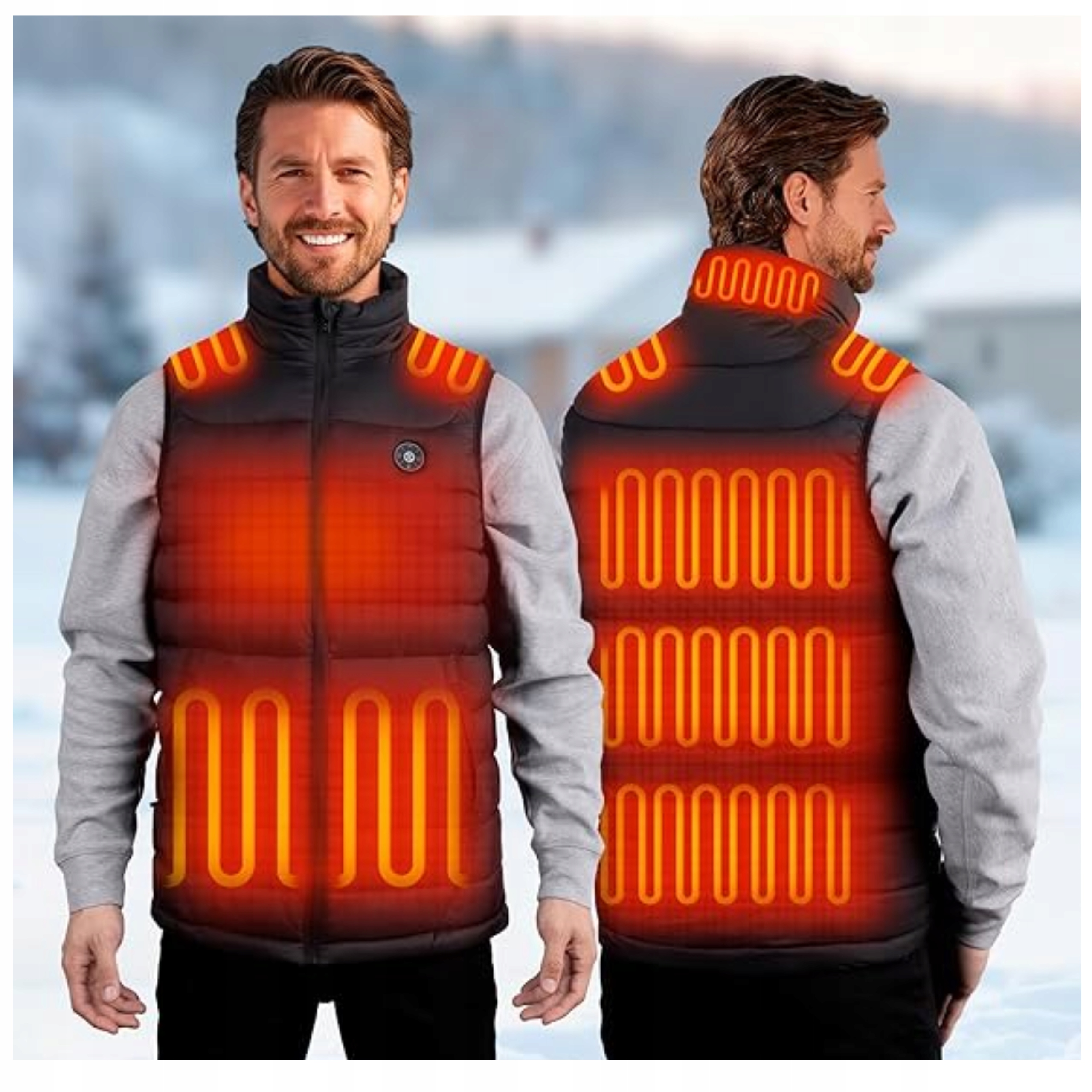 Vyhřívaná Vesta Usb Pánská Elektrická Bunda Bez Rukávů Zimní Vyhřívací S