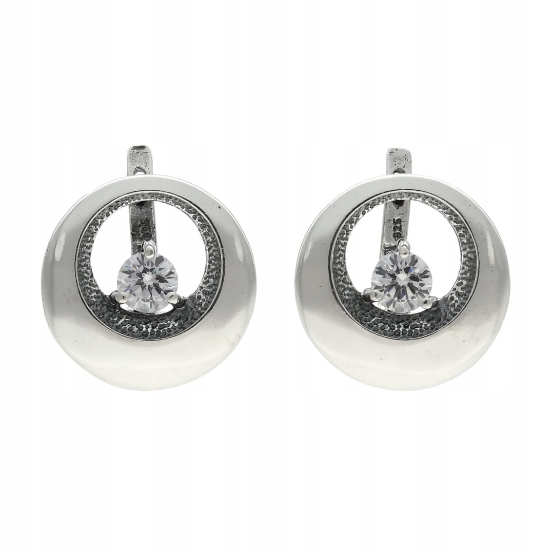 Náušnice kolečko se zirkonem stříbro oxidované