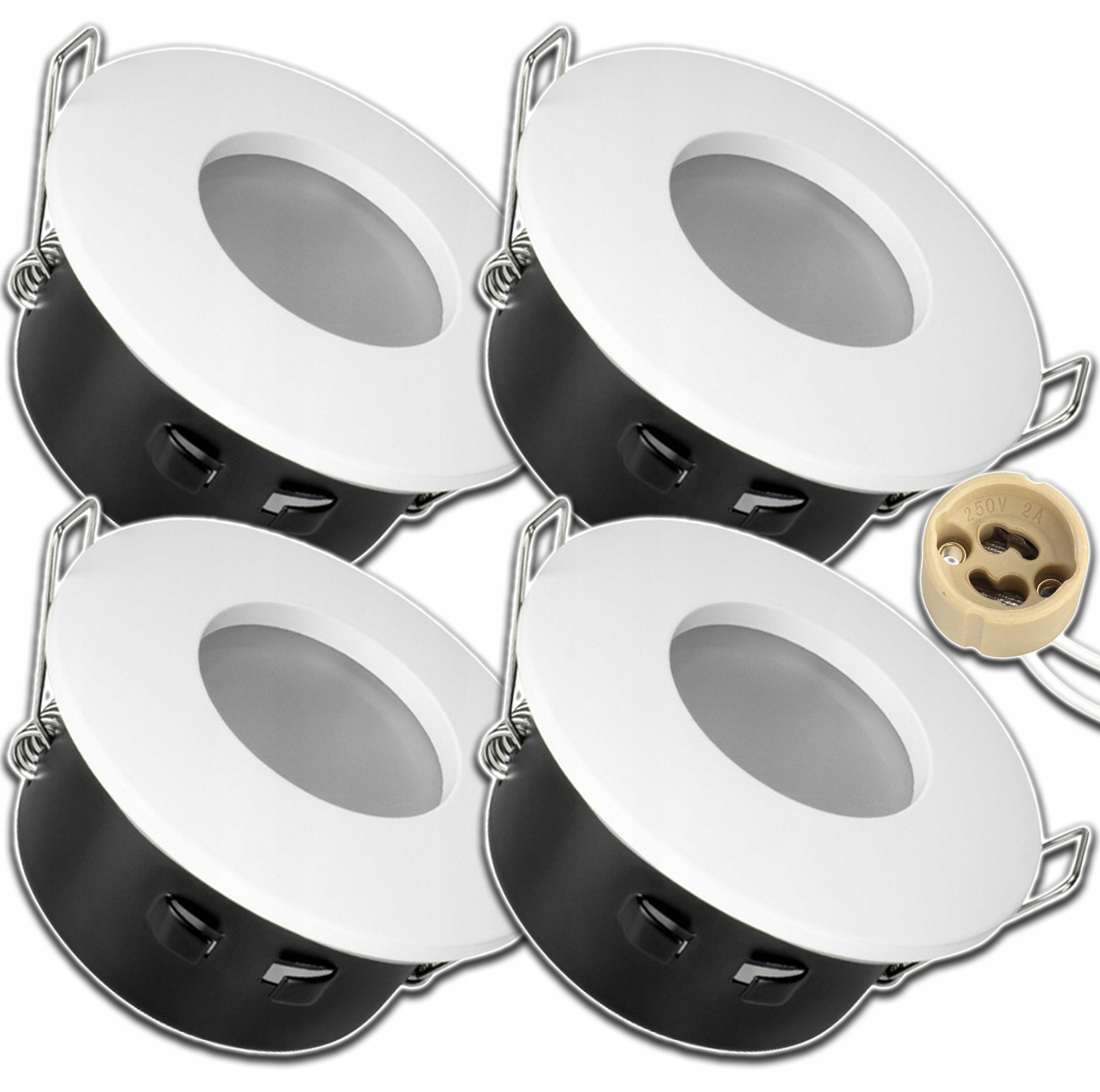 4x Zapuštěné Kulaté Stropní Svítidlo, Vodotěsná Podomítková Zásuvka GU10
