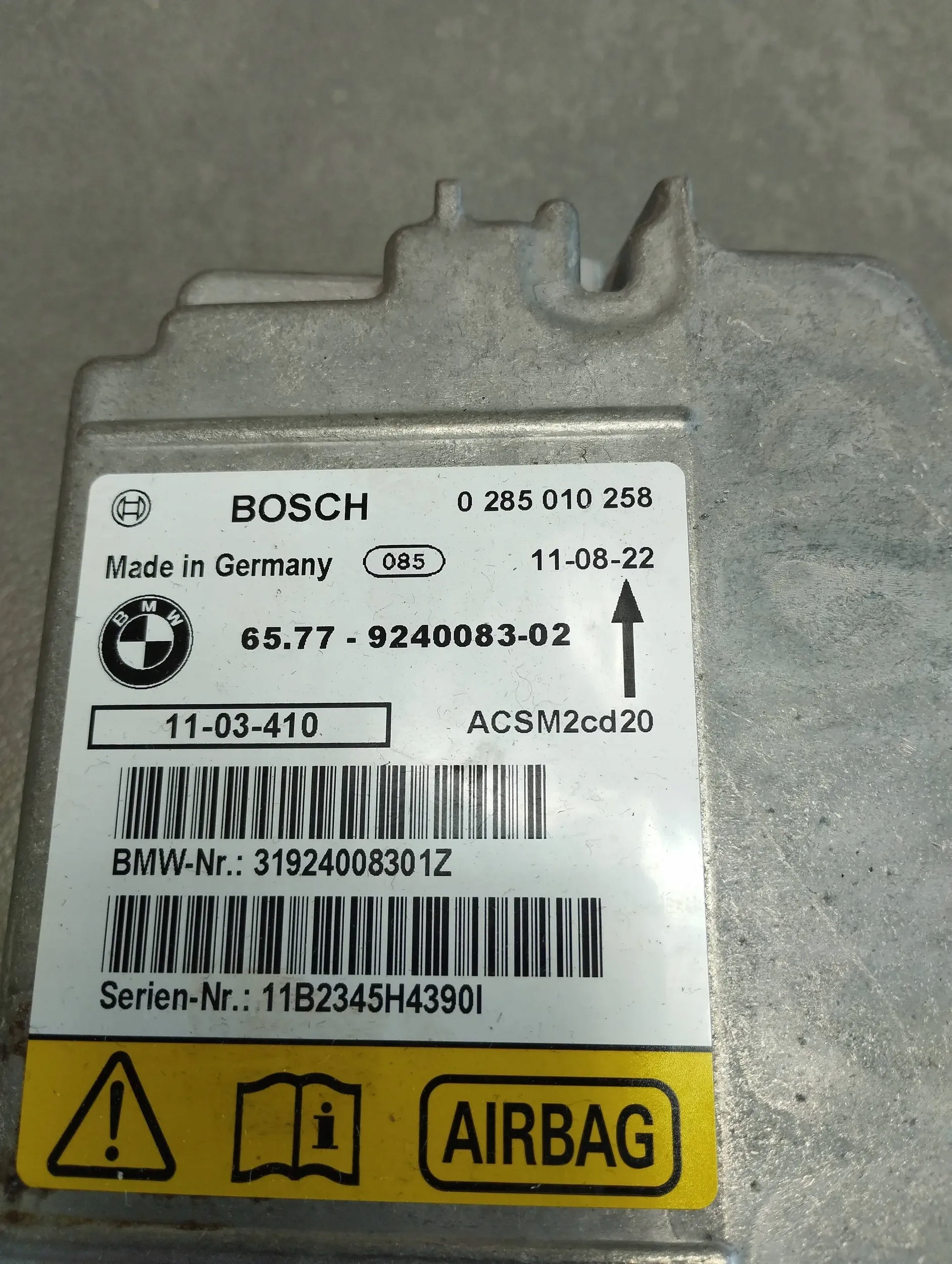 BMW X6 E71 Module SENSOR Airbag 9240083
