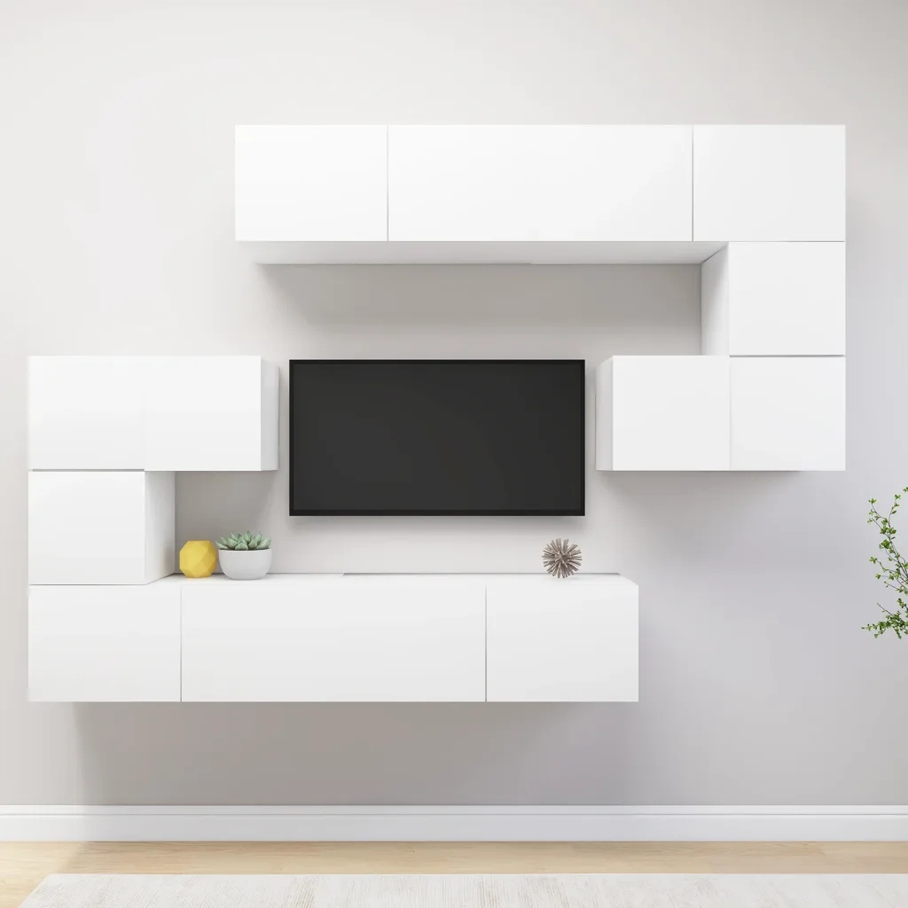 8dílný set Tv skříněk bílý kompozitní dřevo Bílá 3078723